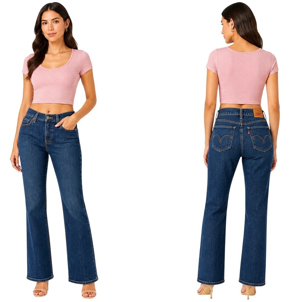 Levis Bootcut Jeans Womens 5 Dark Wash‎ Denim Mid Rise Stretch